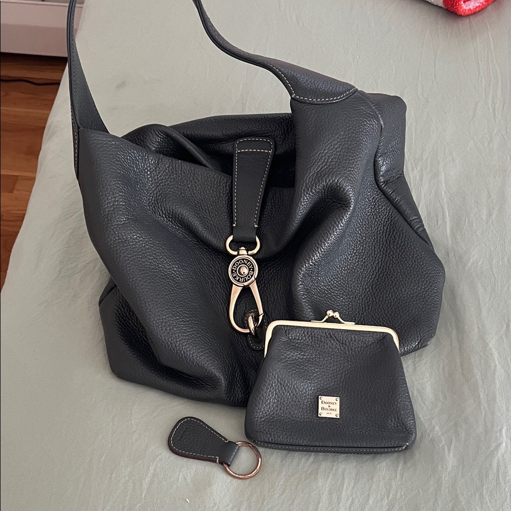 Dooney & Bourke Gray Leather Hobo Bag Set